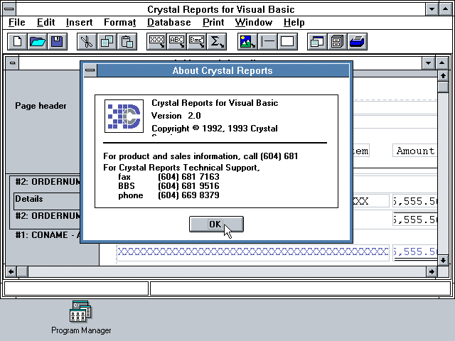 Microsoft Visual Basic 3.0 - Crystal Reports